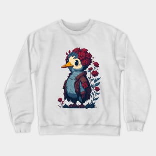 Duck With Red Flowers Hat Crewneck Sweatshirt